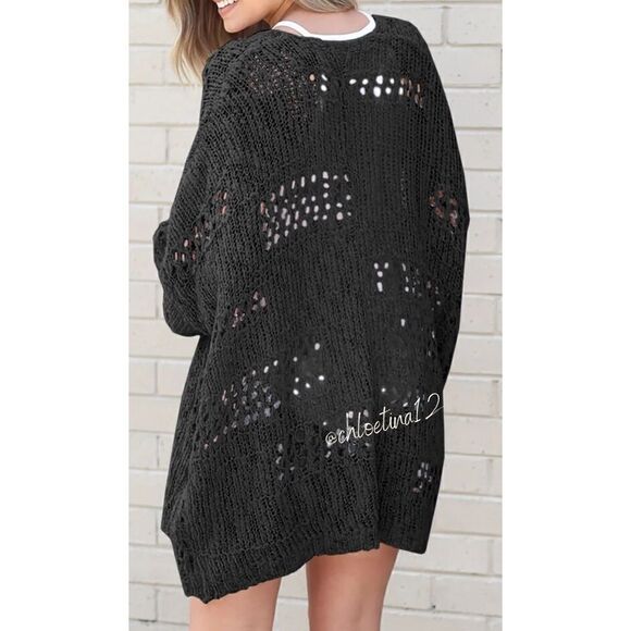 NEW Oversized Hollow Out Cardigan Sweater - Picture 8 of 10